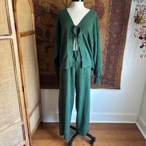 Free People Green Women's Sweater Cardigan Set